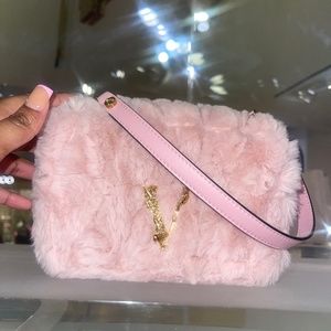 Versace Virtus Faux Fur Crossbody Handbag